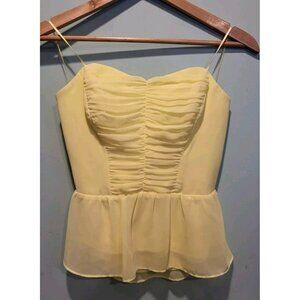 New Yellow Chiffon Strapless Tie Back Top Guess Sz S Peplum Pleated